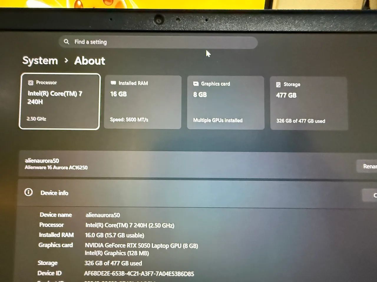 Notebook Gamer Alienware 16 Aurora AC16250 - RTX 5050 - Foto 3