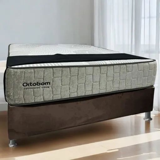 Colchão Casal Ortobom + Base Box Marrom de Casal