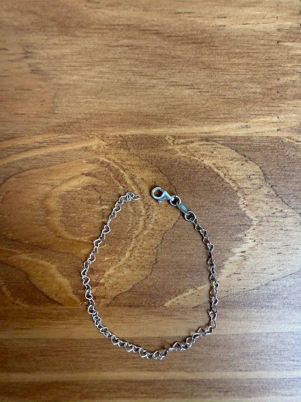 Pulseira prata 925 corações 
