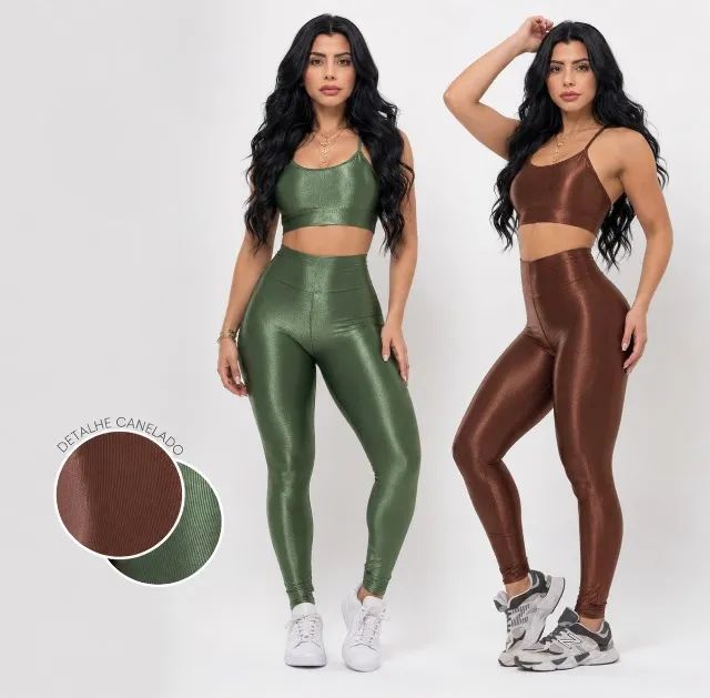 CONJUNTO BRILHOSA CANELADA COM CÓS ALTO - Foto 3