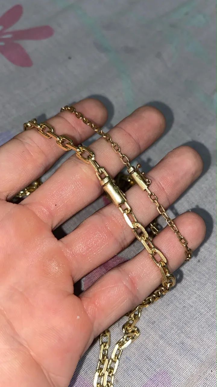 Cordão moeda antiga cadeado 6mm + pulseira 