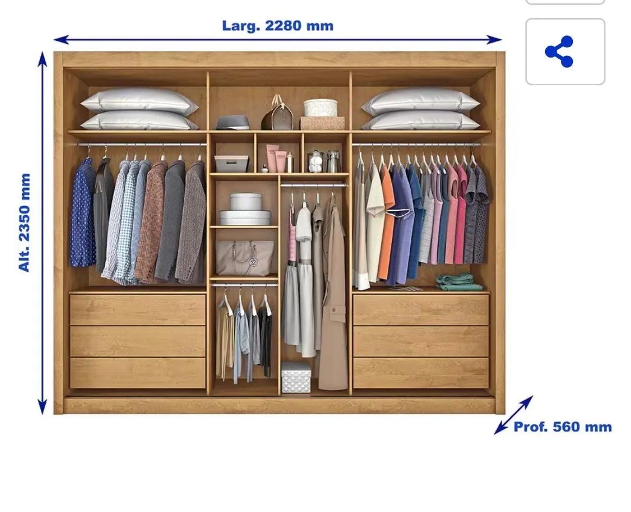 Guarda Roupas de casal com espelho  - Foto 3