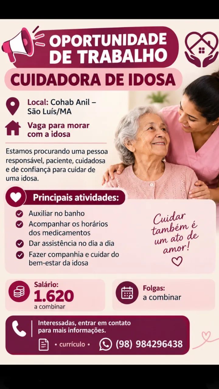 Vaga de emprego (cuidado de idoso)