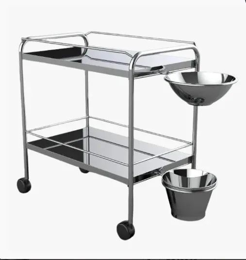 Carro para Curativo Inox com Balde e Bacia 