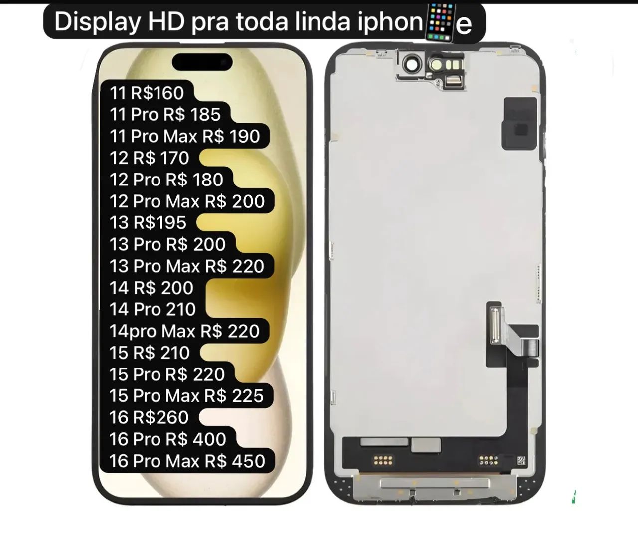 Display HD de toda linha iphone já com a troca a domicílio 