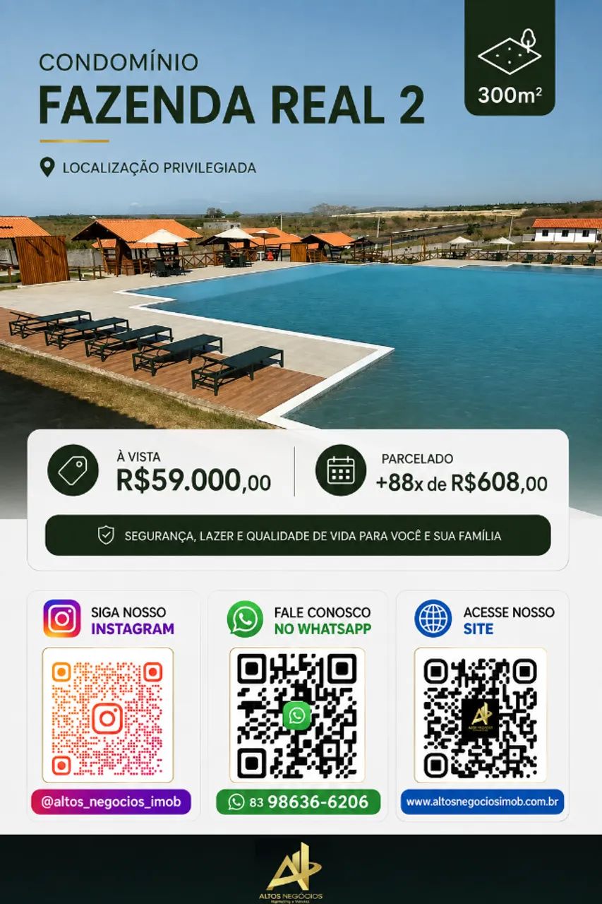 Terrenos de 300m² - Fazenda Real 2
