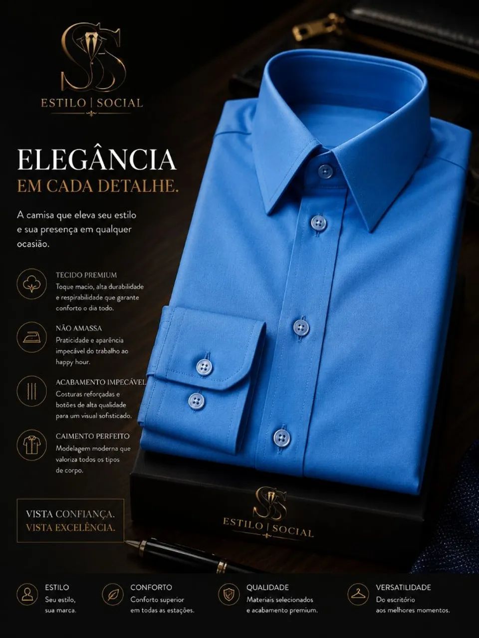CAMISA SOCIAL INSTINTO/ML - Foto 4