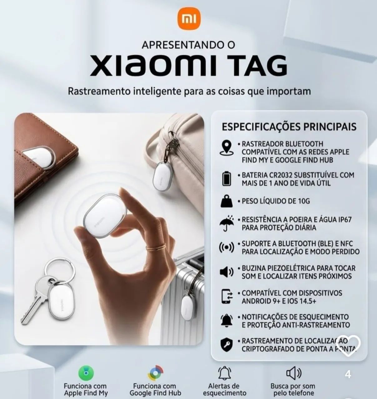 Xiaomi Tag Original Lacrada Compatível Android e IOS Apple  - Foto 2