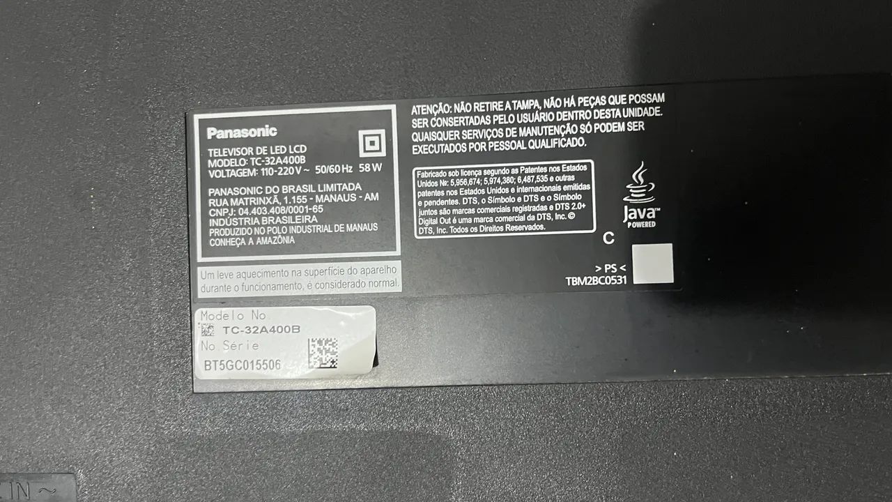TV Panasonic 32? LED TC-32A400B Funcionando Perfeitamente