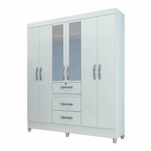 Guarda Roupa Casal Itatiba Branco Moval 6 portas
