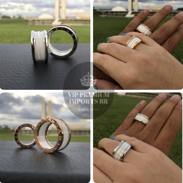 Aliança bvlgari de alto luxo com caixa preta brinde - Foto 5