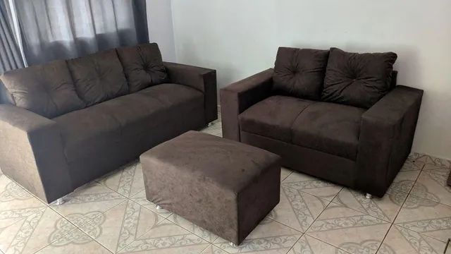 SOFA NOVO 2E3 LUGARES COM PUFF PRONTA ENTREGA