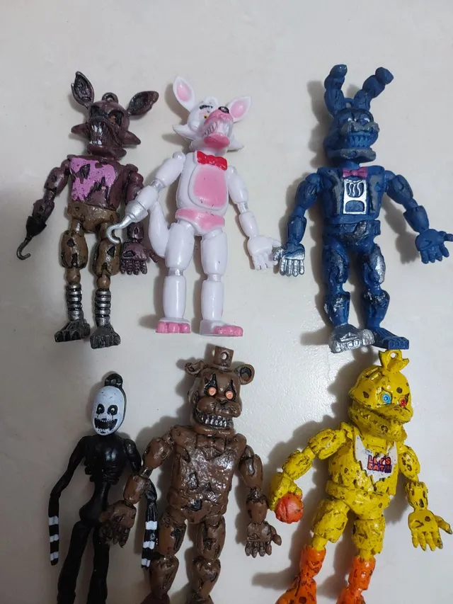 6 Bonecos 14cm Articuladados Five Nights Freddy Chica Foxy..