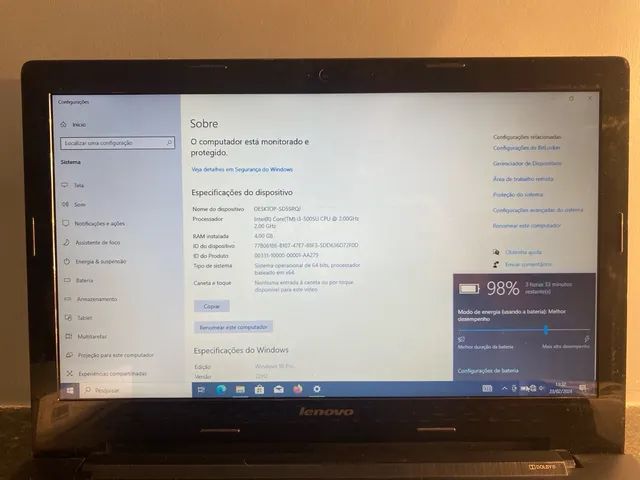 Notebook Lenovo / core i3 / 4gb / ssd 256gb - bateria boa / com garantia  - Foto 4