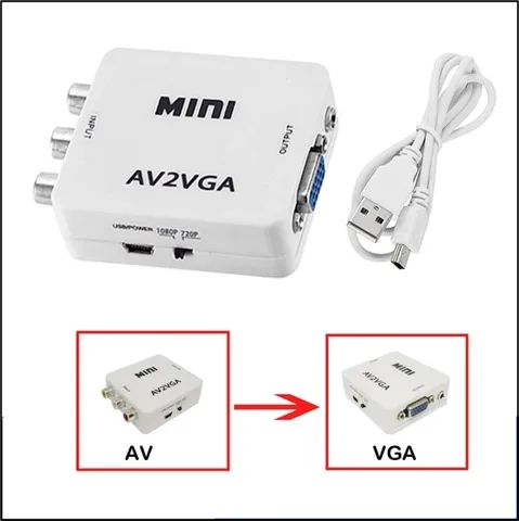 Mini Av2vga Conversor De Vídeo Conversor Caixa Av Rca Cvbs
