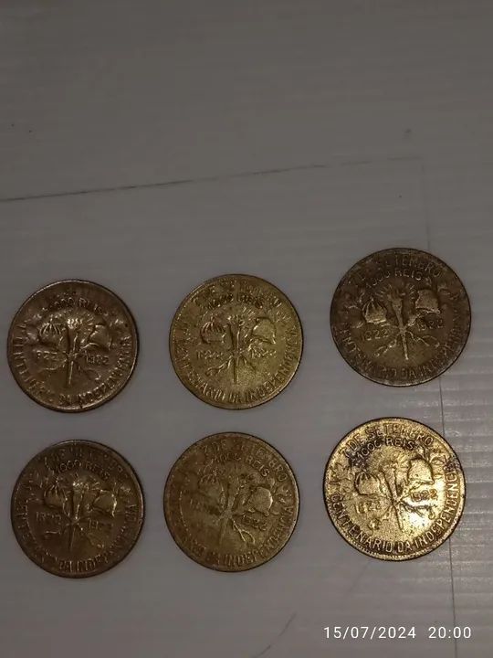 Moedas de 1000 reis de 1922. Kit com seis peças. - Foto 4