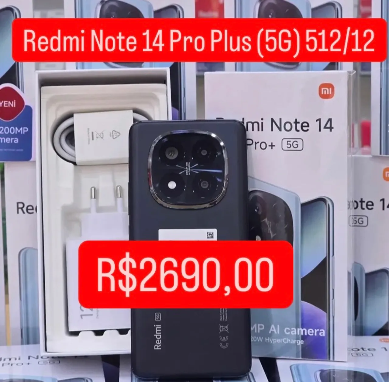 Redmi Note 14 Pro Plus (5G) 512GB +12GB RAM Global Entregamos Preto