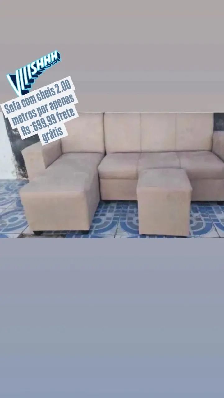 Sofá com chaise 2 metros