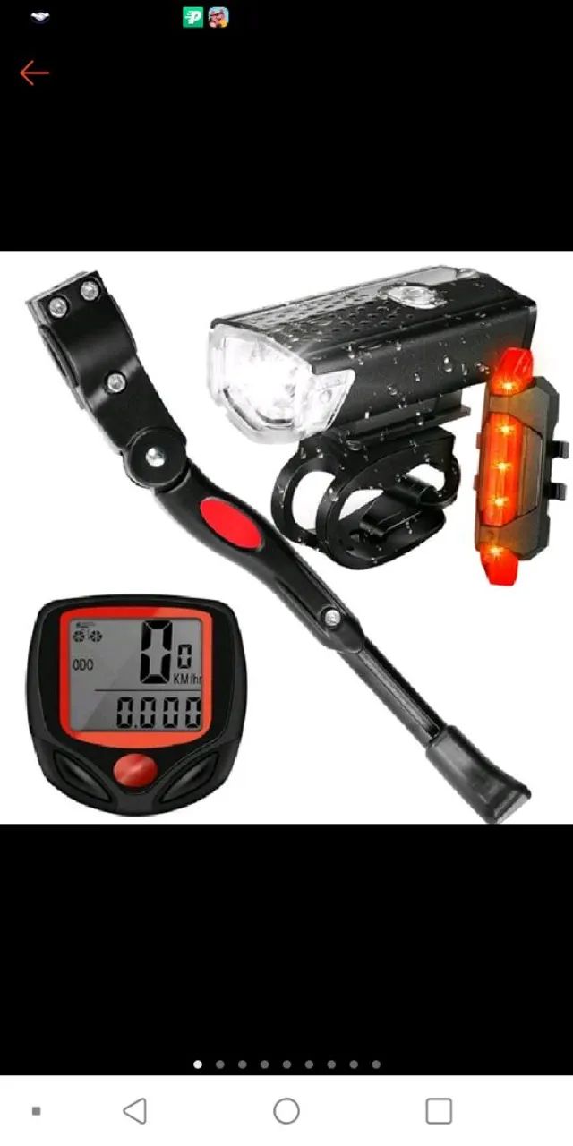 Kit Completo para Bicicleta: Farol, Lanterna e Computador