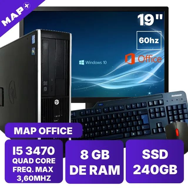 Computador Intel I5 Ssd 250gb 8gb Memória Ram Monitor 19