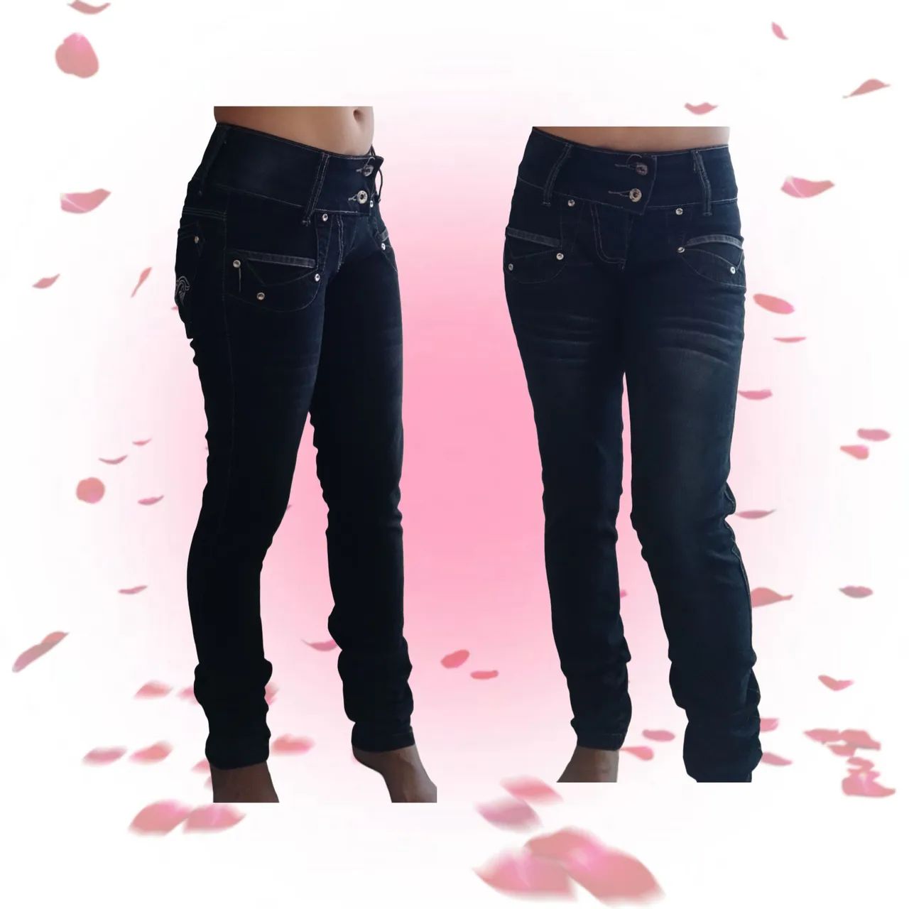 calça jeans preta com detalhe bordado - Foto 2