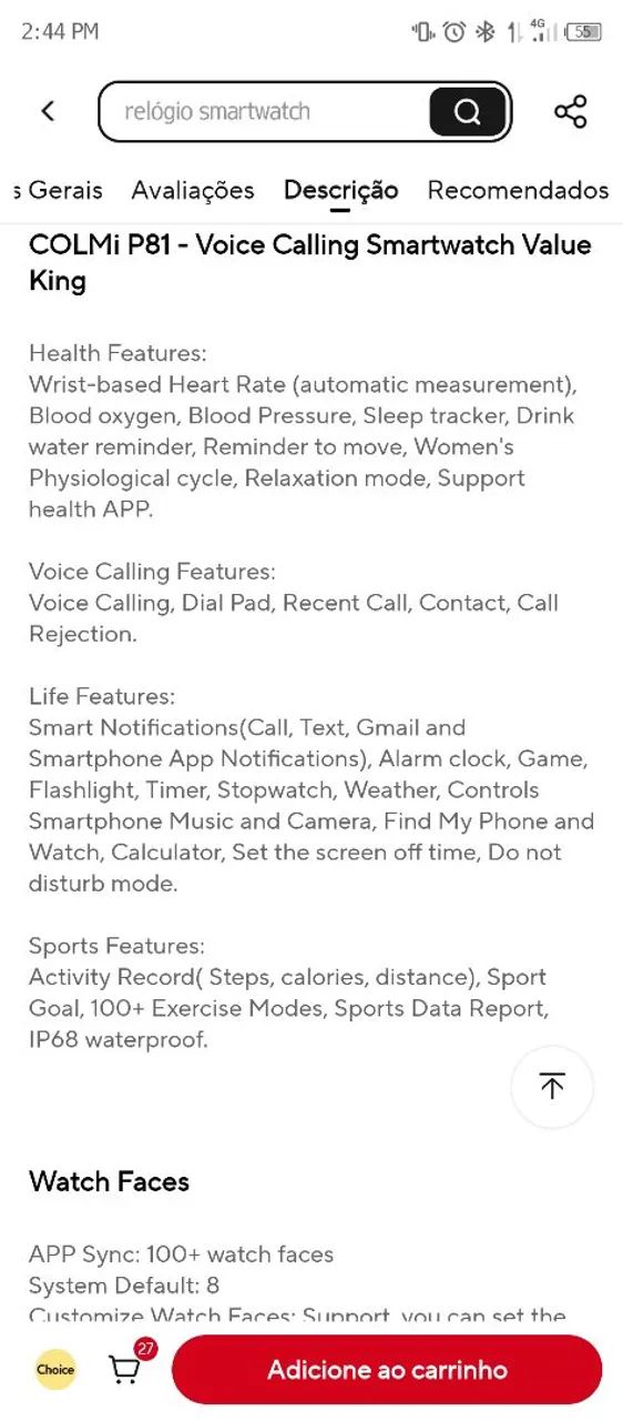 Smartwatch Colmi P81c (Novo)  - Foto 3