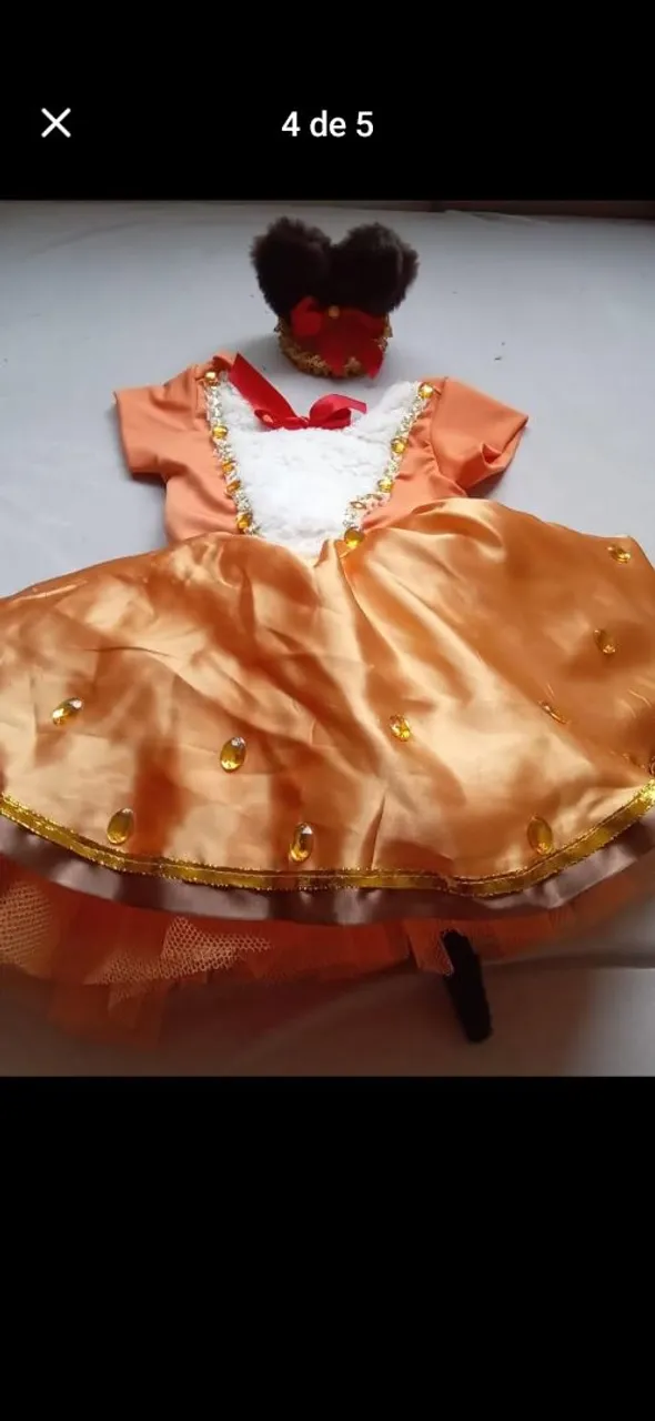 Fantasia Infantil Princesa Rei Leão - Laranja e Dourado