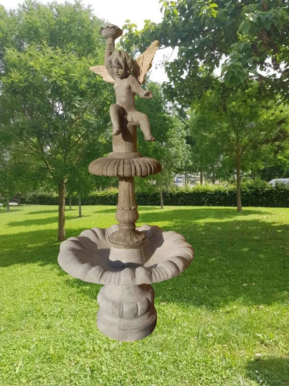Fonte anjo luminária de cimento para jardim - Foto 4