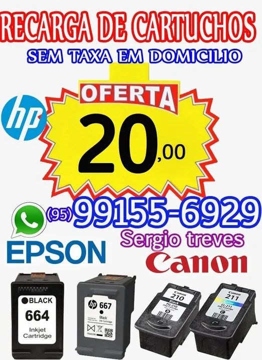 Em domicílio recarga de cartuchos de impressoras 