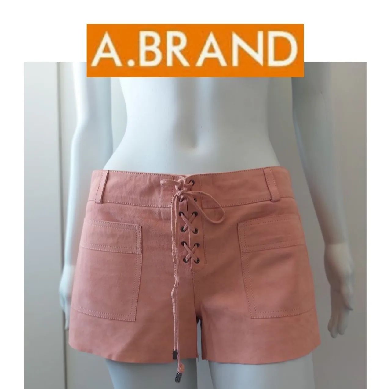  A.Brand short de couro legítimo 