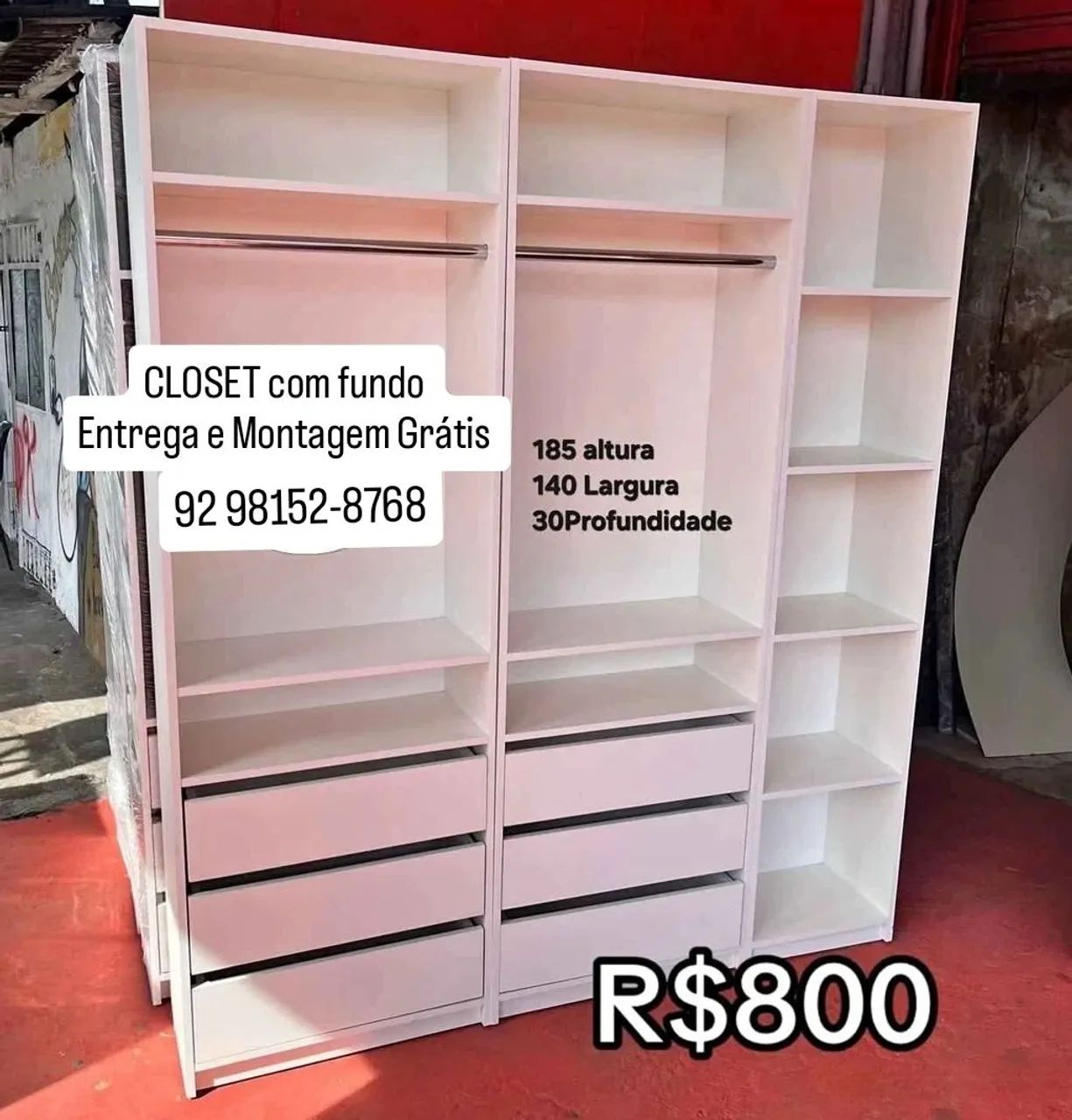 CLOSET com fundo 6 gavetas 