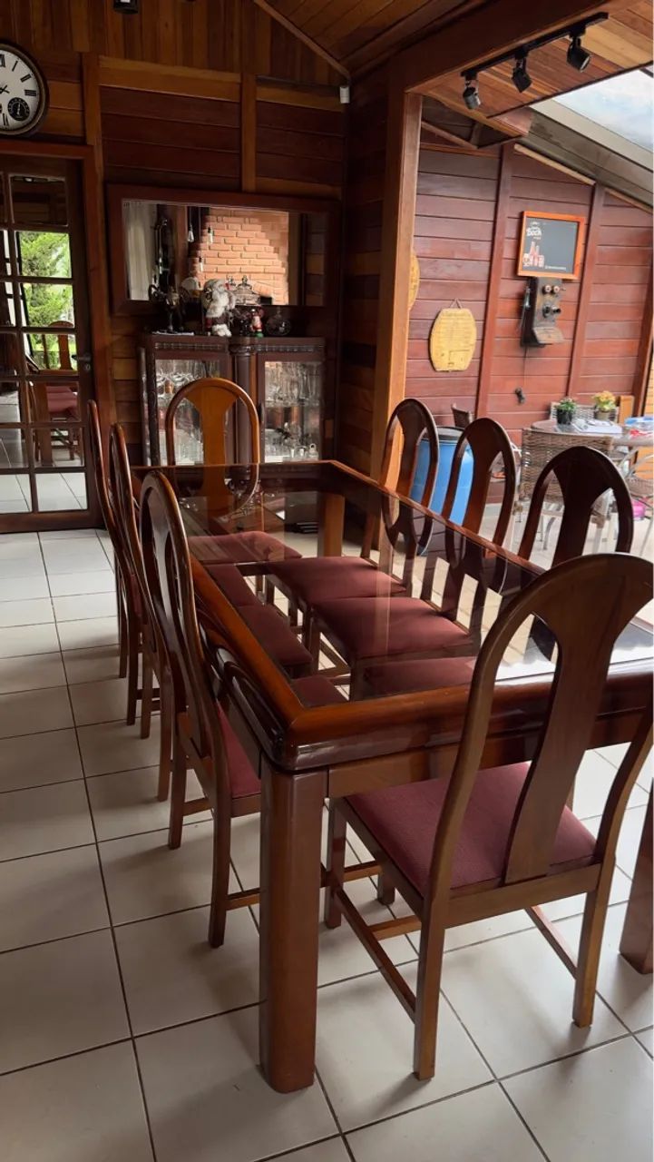 Mesa madeira maciça 8 cadeiras