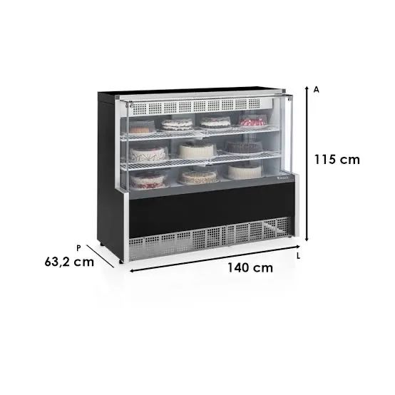 BALCÃO REFRIGERADO PARA TORTAS 1.40MTS GELOPAR 