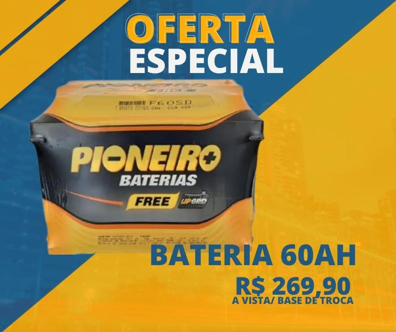 Bateria 60AH Pioneiro 12 meses de garantia 
