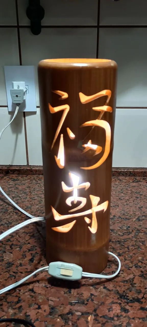Luminária de Bambu com Detalhes em Chinês - Foto 5