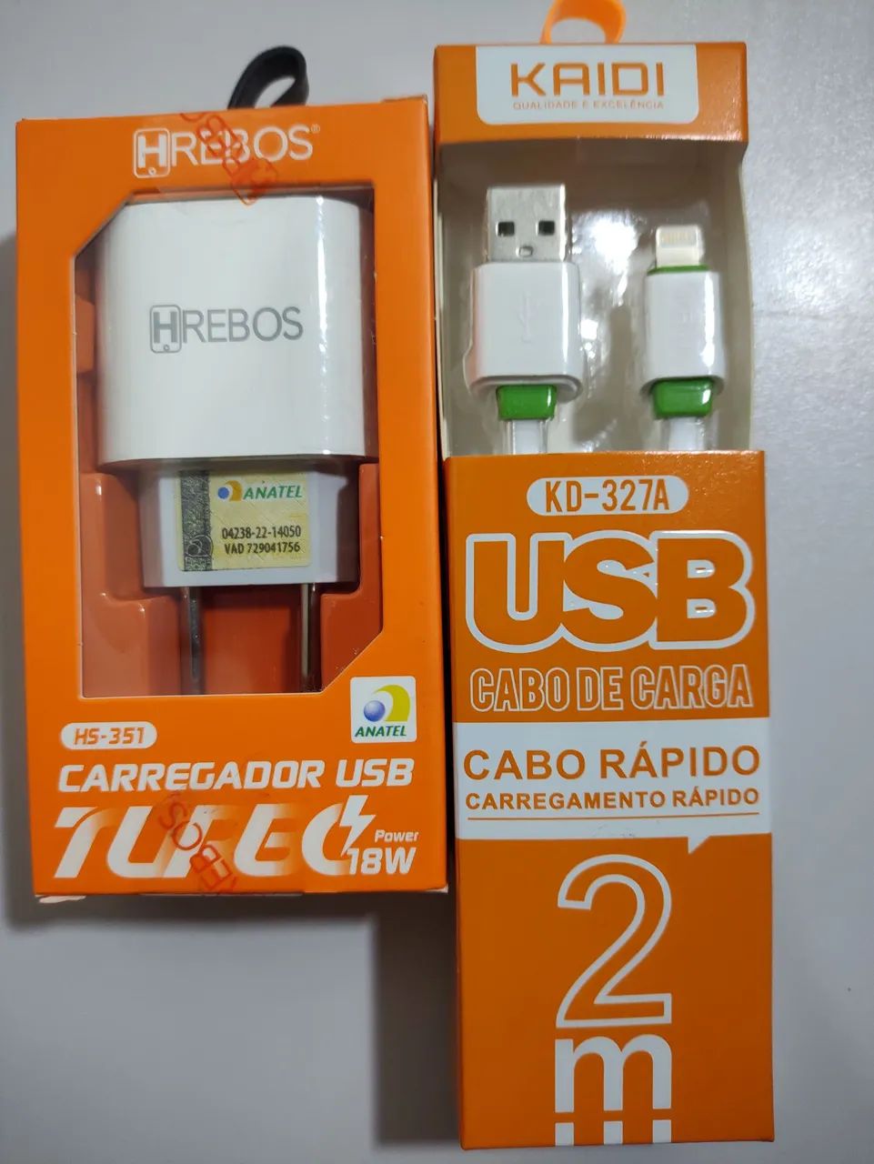 Carregador USB 18W HREBOS + Cabo Lightning - Foto 2