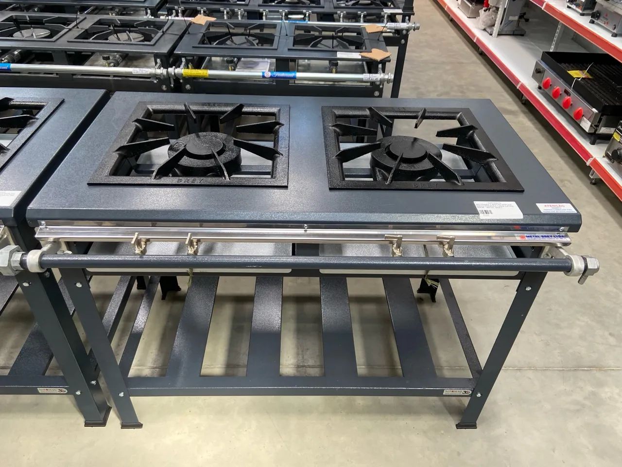 302 FOGÃO 2 BOCAS DUPLAS BAIXA PRESSÃO LINHA EXTRA 40x40 - METAL BREY  