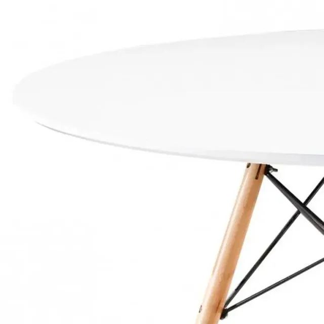 MESA ELEGANCE ESTILO EIFFEL BASE MADEIRA TAMPO 120CM COR BRANCA - Foto 3