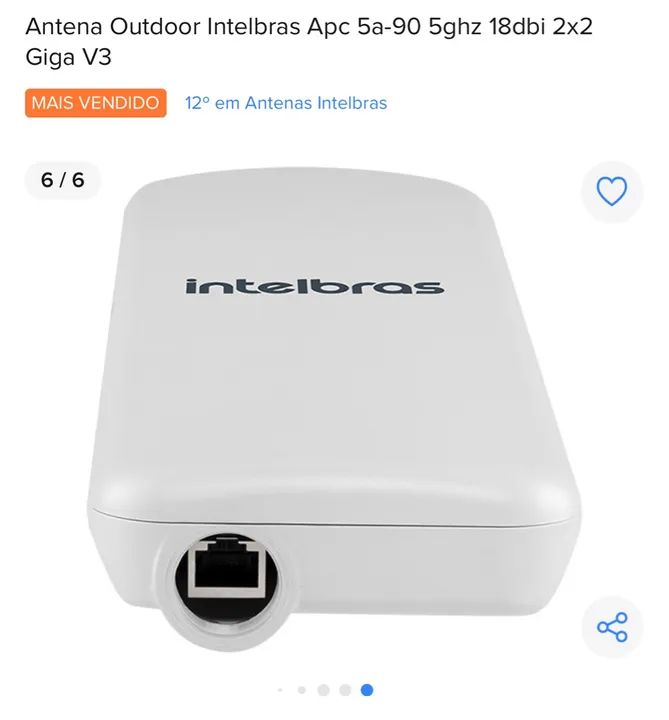Antena Intelbras Apc 5a-90 5ghz 18dbi 2x2 Giga V3 - Nova - Foto 2