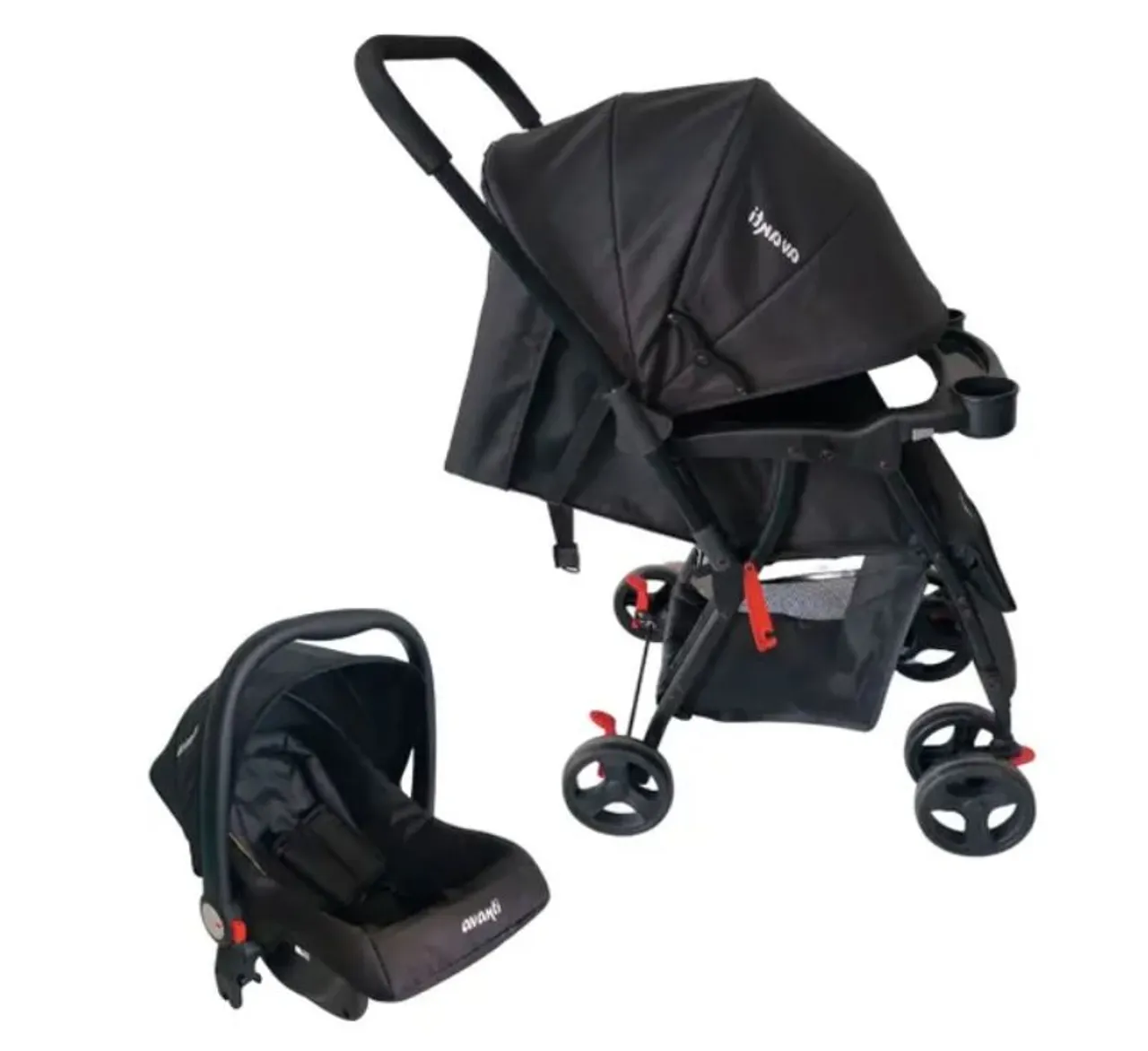 Carrinho de Bebê com Bebê Conforto - Preto( nunca usado, na caixa)