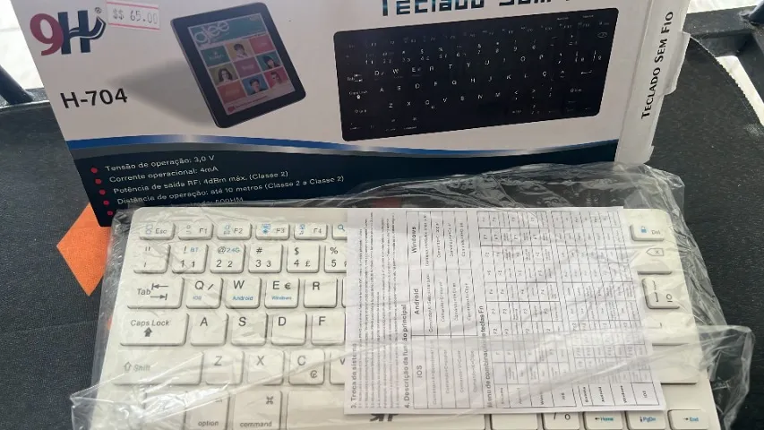 Teclado Bluetooth para Tablet e Smartphone, Ipad, PC/Notebook