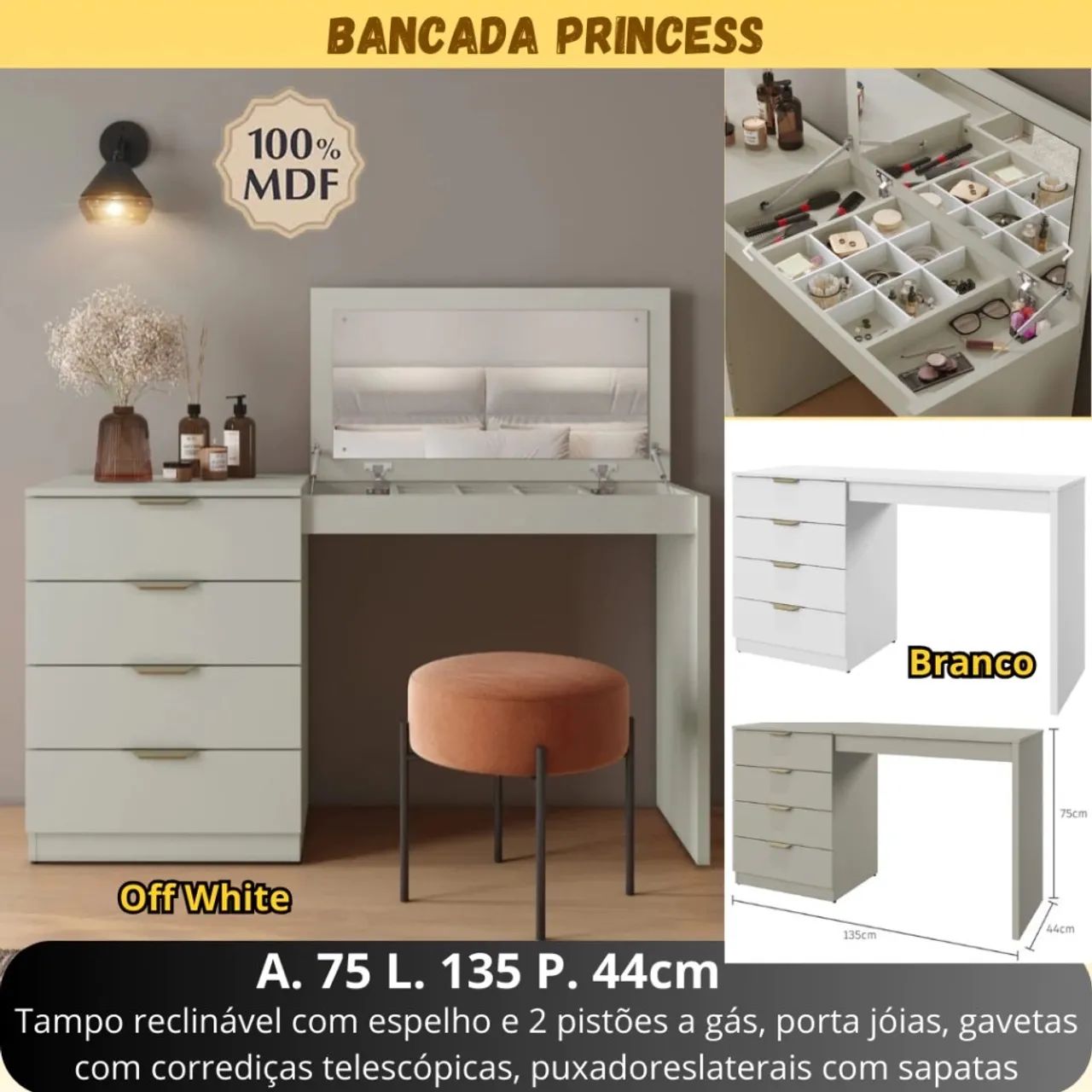 Penteadeira 100% MDF
