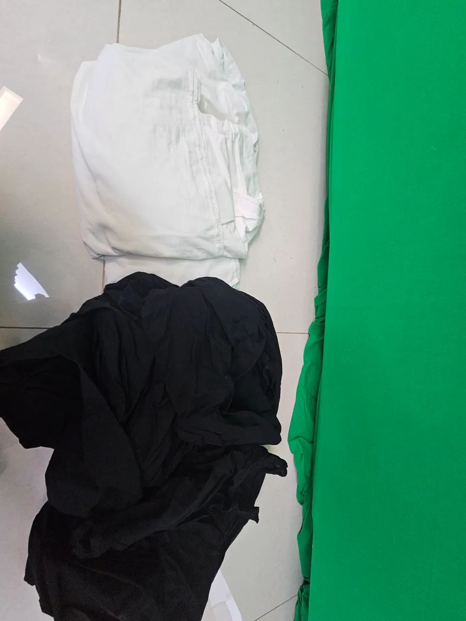Suporte Fundo Verde + 3 Tecidos preto branco e verde (CHROMA) Audiovisual - Foto 2