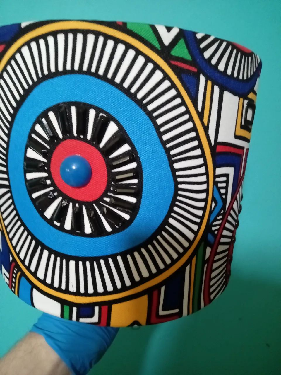 Cúpula abajur Afro, p/ base ou pêndulo  bordado. - Foto 4