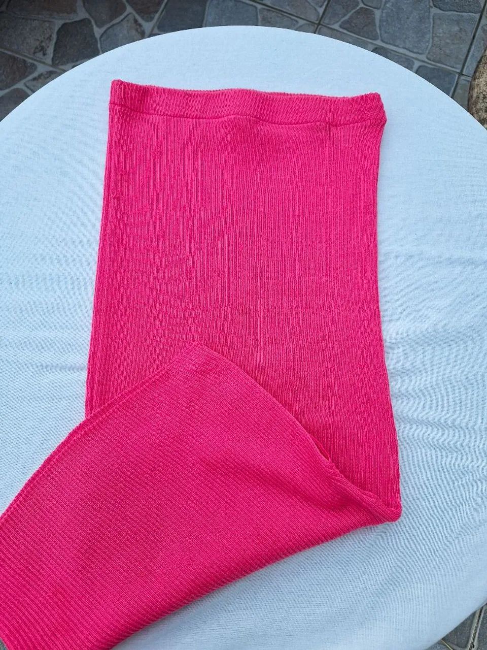 Saia Canelada Rosa Pink com Fenda  - Foto 2