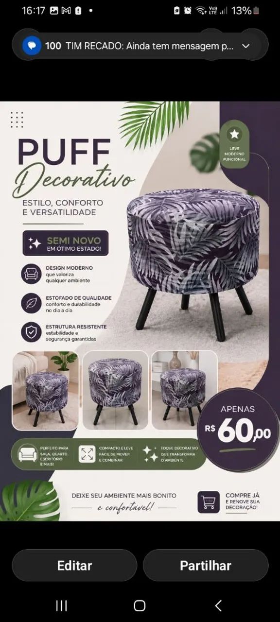 Puff decorativo