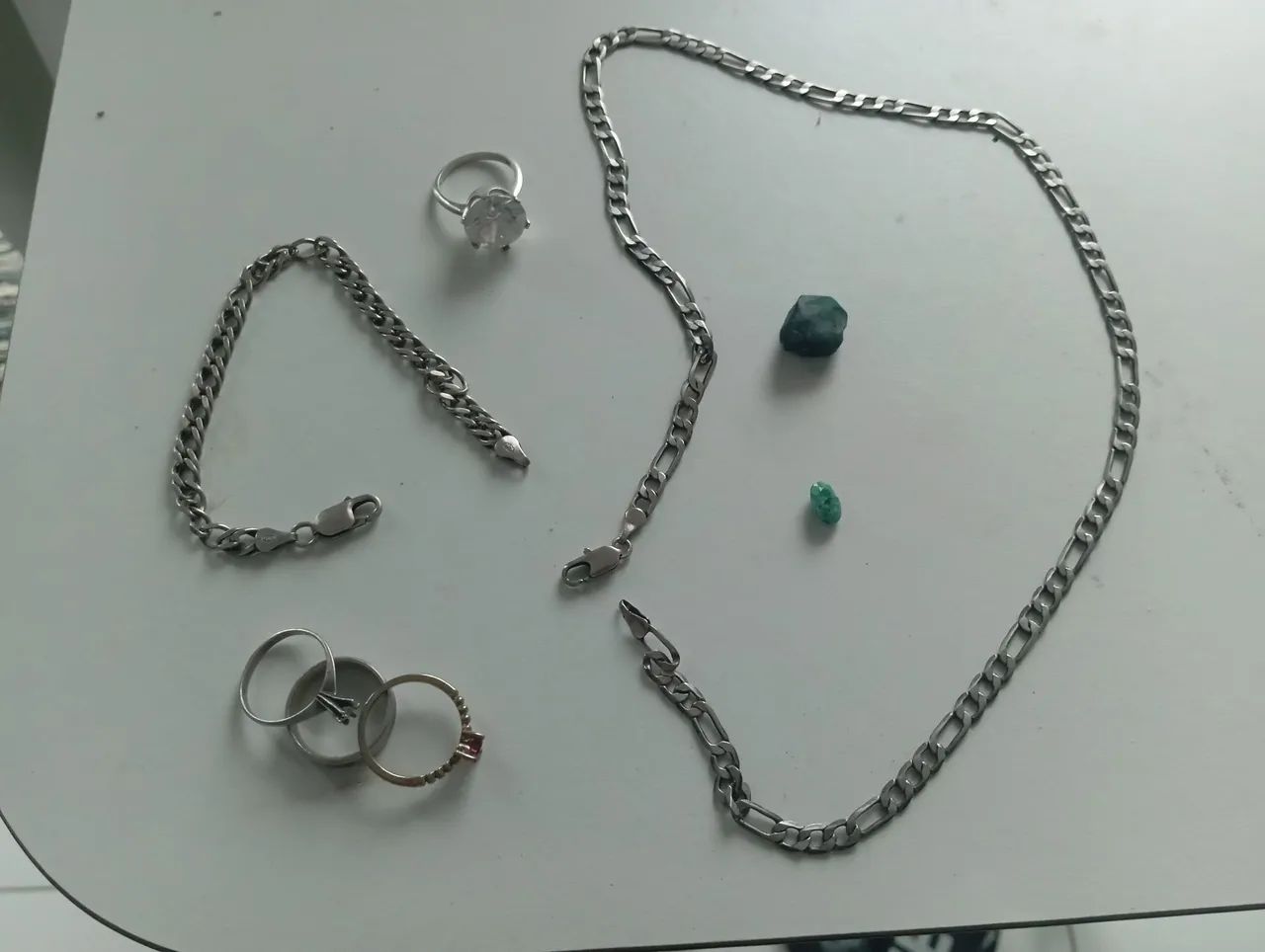 Corrente prata e pulseira 