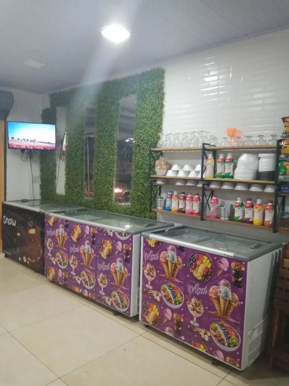 Sorveteria e pizzaria montada 