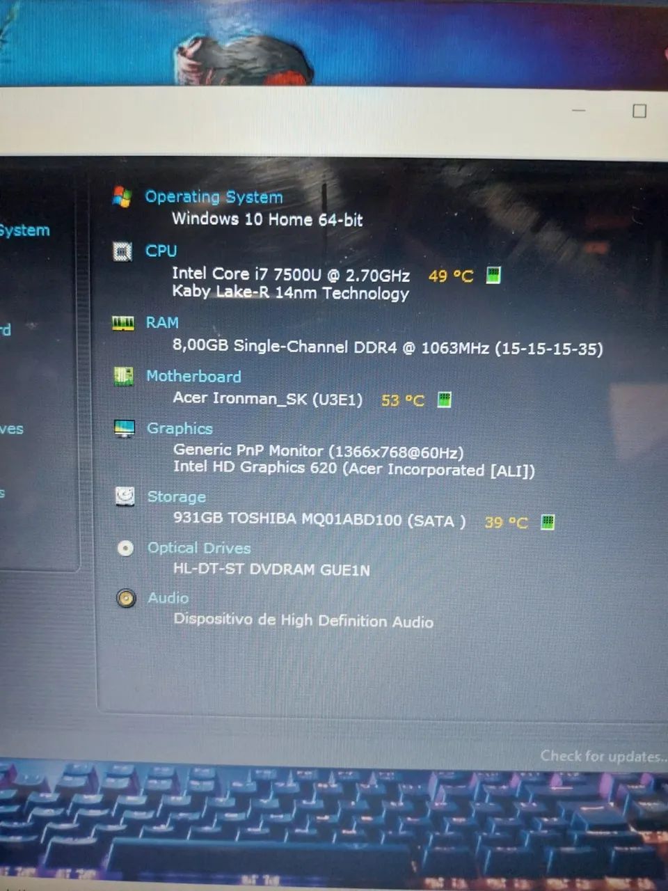 Notebook Acer Intel core i7-7GER/ HD de 1Tera/ 8GB DDR4/ entrego leia - Foto 3