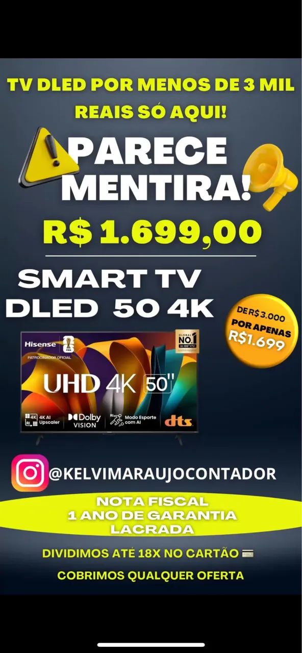 TV DLED 50 Polegadas- Hisense (Lacrado, nota e 1 ano de garantia) - Foto 2